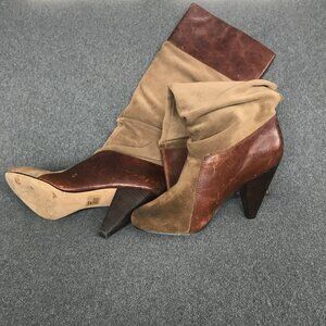 Jessica Simpson Angie Slouch Knee High Boots 2-Tone Suede/Leather 4in Heel 8B